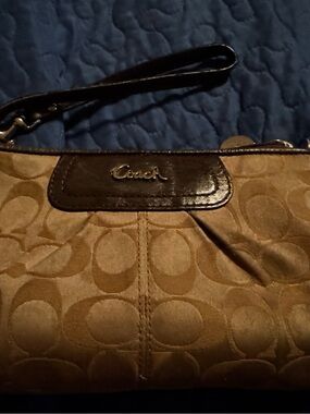 Coach Tan/Brown Signature Wristlet - Coach